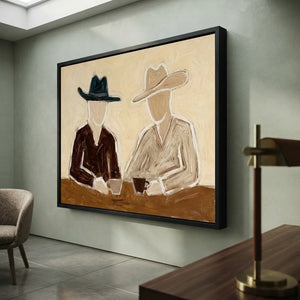 Abstract Figures with Hats Textured Oil Painting #NM236