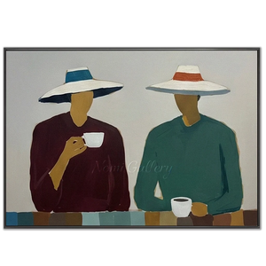 Contemplative Figures Abstract Oil Painting #NM237
