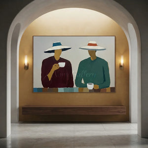 Contemplative Figures Abstract Oil Painting #NM237