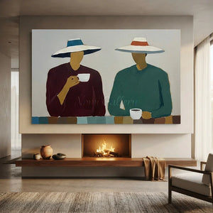 Contemplative Figures Abstract Oil Painting #NM237