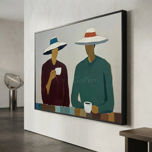 Contemplative Figures Abstract Oil Painting #NM237
