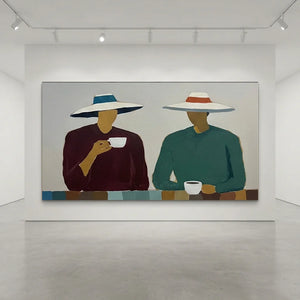 Contemplative Figures Abstract Oil Painting #NM237