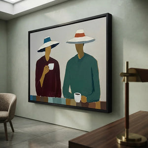 Contemplative Figures Abstract Oil Painting #NM237