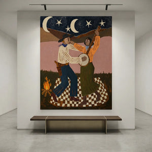 Moonlit Campfire Dance Original Oil Painting #NM269