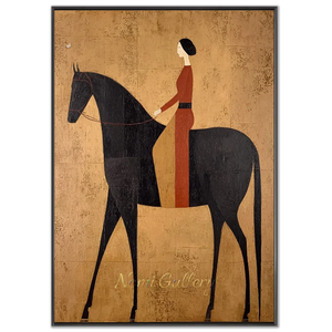 Stylized Equestrian Journey: Woman on Horseback Oil Painting #NM276