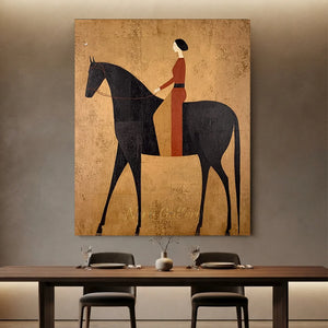Stylized Equestrian Journey: Woman on Horseback Oil Painting #NM276