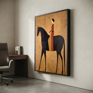 Stylized Equestrian Journey: Woman on Horseback Oil Painting #NM276