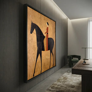Stylized Equestrian Journey: Woman on Horseback Oil Painting #NM276