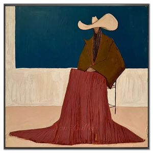 Abstract Figure in Wide Brim Hat Oil Painting #NM252