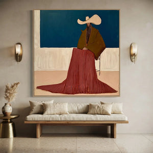 Abstract Figure in Wide Brim Hat Oil Painting #NM252