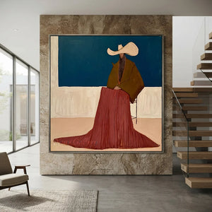 Abstract Figure in Wide Brim Hat Oil Painting #NM252
