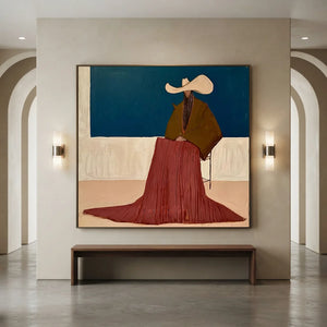 Abstract Figure in Wide Brim Hat Oil Painting #NM252