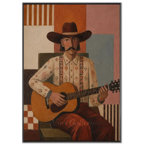 Melody of the West: Cowboy Guitarist Hand-Painted Oil Art #NM281