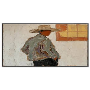 Contemplative Man in Hat Textured Oil Painting #NM335