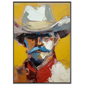Textured Cowboy Portrait Oil Painting #NM289