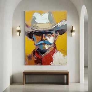 Textured Cowboy Portrait Oil Painting #NM289