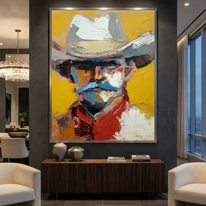 Textured Cowboy Portrait Oil Painting #NM289
