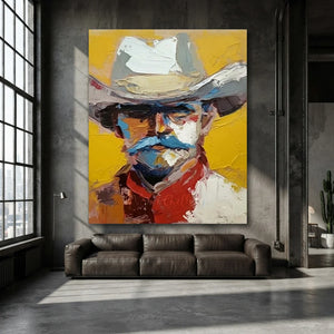 Textured Cowboy Portrait Oil Painting #NM289