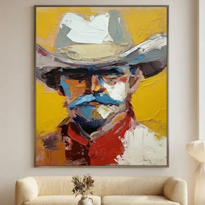 Textured Cowboy Portrait Oil Painting #NM289