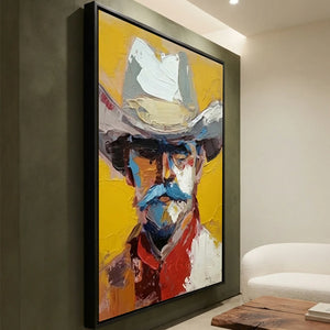 Textured Cowboy Portrait Oil Painting #NM289