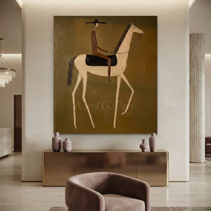 Abstract Equestrian Rider Handmade Oil Painting #NM291
