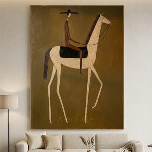 Abstract Equestrian Rider Handmade Oil Painting #NM291