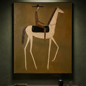 Abstract Equestrian Rider Handmade Oil Painting #NM291