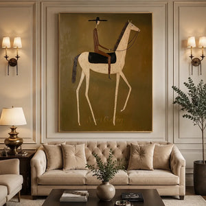 Abstract Equestrian Rider Handmade Oil Painting #NM291