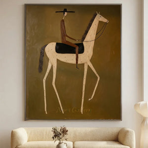 Abstract Equestrian Rider Handmade Oil Painting #NM291
