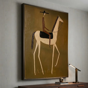 Abstract Equestrian Rider Handmade Oil Painting #NM291