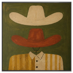 Abstract Cowboy Hats & Striped Shirt Figure Oil Painting #NM254