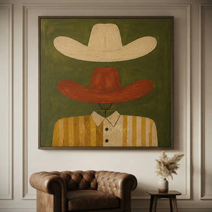 Abstract Cowboy Hats & Striped Shirt Figure Oil Painting #NM254