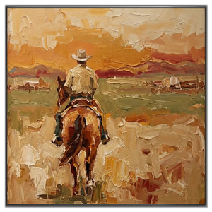 Lone Rider Western Landscape Textured Handmade Oil Painting #NM256