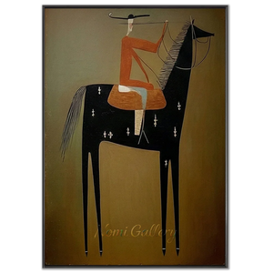 Abstract Equestrian Rider on Stylized Horse Oil Painting #NM294