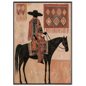 Equestrian Figure with Tribal Patterns Oil Painting #NM303