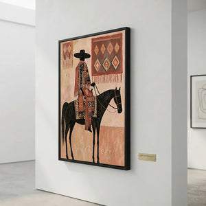 Equestrian Figure with Tribal Patterns Oil Painting #NM303