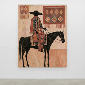 Equestrian Figure with Tribal Patterns Oil Painting #NM303
