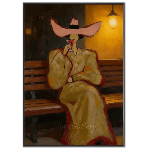 Elegant Woman in Hat Abstract Oil Painting #NM306