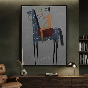 Abstract Horse & Rider Oil Painting - Modern Figurative Art #NM309