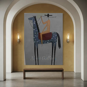 Abstract Horse & Rider Oil Painting - Modern Figurative Art #NM309