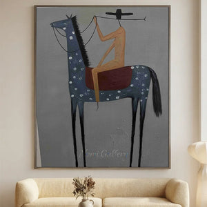 Abstract Horse & Rider Oil Painting - Modern Figurative Art #NM309