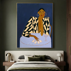 The Card Player: Abstract Portrait Oil Painting #NM312