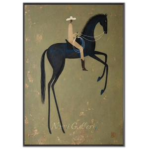 Abstract Horse Rider Oil Painting - Elegant Equestrian Art #NM313