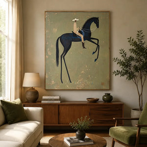 Abstract Horse Rider Oil Painting - Elegant Equestrian Art #NM313