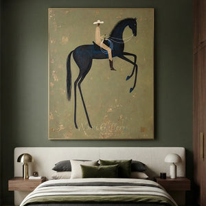 Abstract Horse Rider Oil Painting - Elegant Equestrian Art #NM313