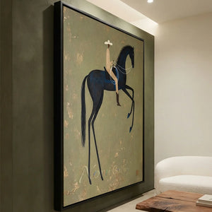Abstract Horse Rider Oil Painting - Elegant Equestrian Art #NM313