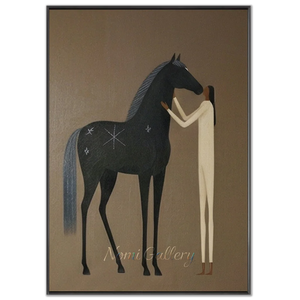 Equestrian Serenity: Hand-Painted Horse & Human Connection #NM315