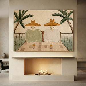 Coastal Balcony Retreat Abstract Figures Art #NM337
