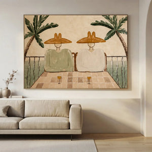 Coastal Balcony Retreat Abstract Figures Art #NM337