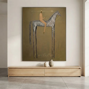 Abstract Rider on Tall Horse Canvas Art #NM358